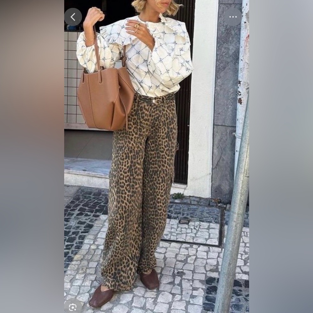 Damson Madder Leopard Print Wide Leg Jeans US 6